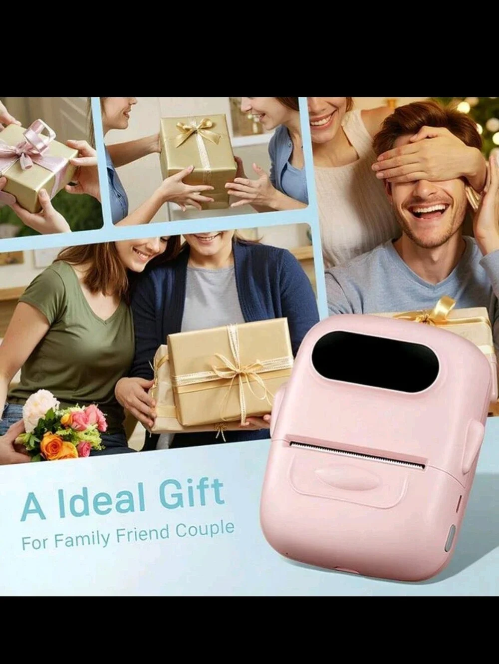 BRAND NEW ** Portable Pink Thermal Label Printer With 5 Extra Paper Rolls